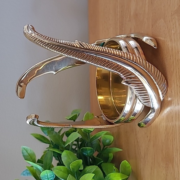 PARTYLITE Vintage 90s Brass Feather Pillar Candle Holder P0414 - Picture 2 of 16